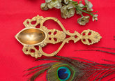 Ethnic Indian Design Brass Aarti Diya with Handle | Pooja Dhoop Diya